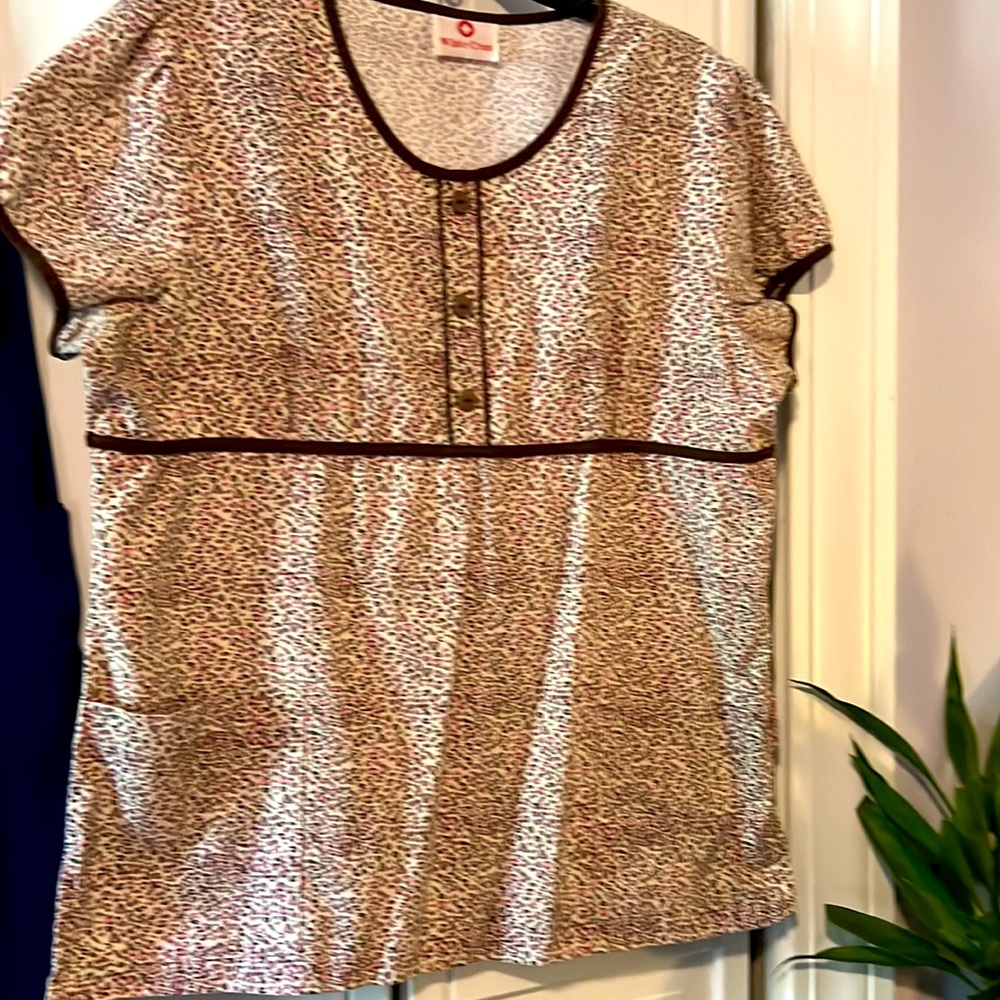 Pink Leopard BabyDoll scrub top